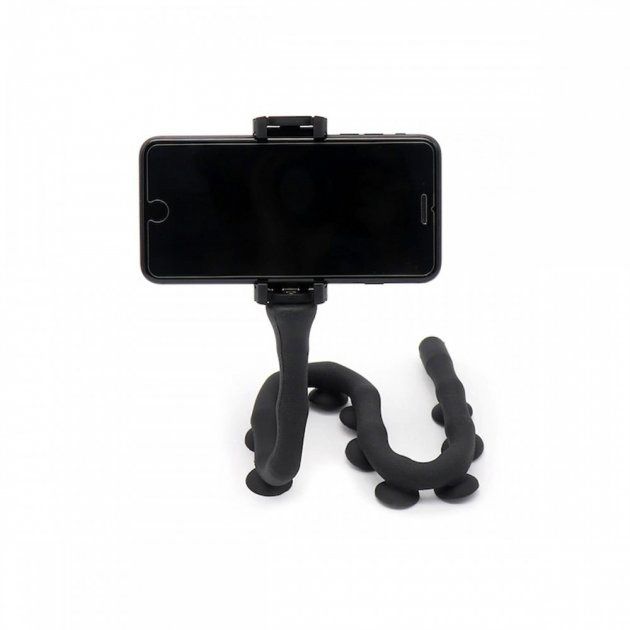 Гибкий держатель для телефона с присосками универсальный Cute Worm Lazy Holder. Цвет: черный