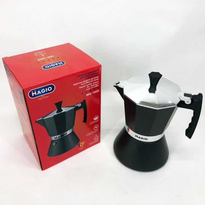 Гейзерная кофеварка Magio MG-1005 300 мл, гейзерная кофеварка для плиты, кофеварка гейзерного типа, кофейник