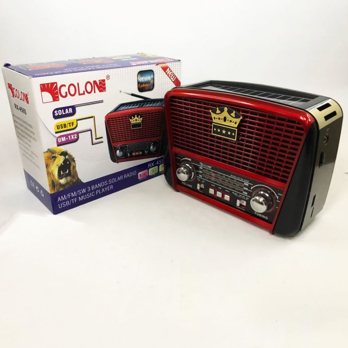 Радиоприёмник Golon RX-455S USB / аккумулятор солнечная панель, Радиоприемник с хорошим приемом для дачи