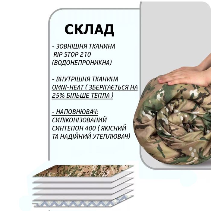 Универсальный спальный мешок Арктика до -25, тактический зимний спальник, военный мультикам