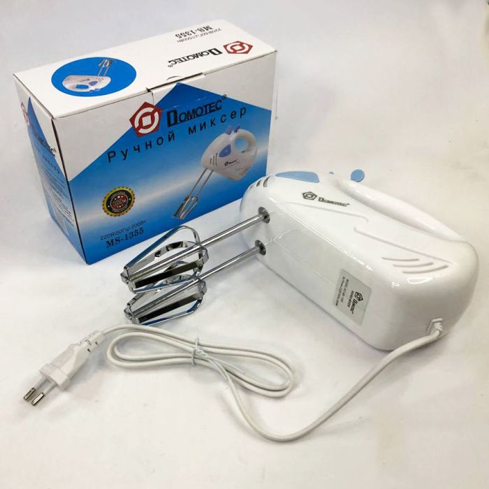 Миксер Domotec MS-1355 ручной с насадками для взбивания и для теста, Удобный миксер для кухни