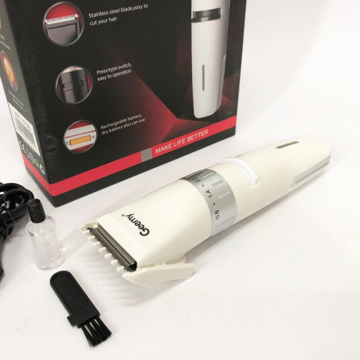Аккумуляторная машинка для стрижки волос Gemei GM-6042, подстригательная машинка. Цвет: белый