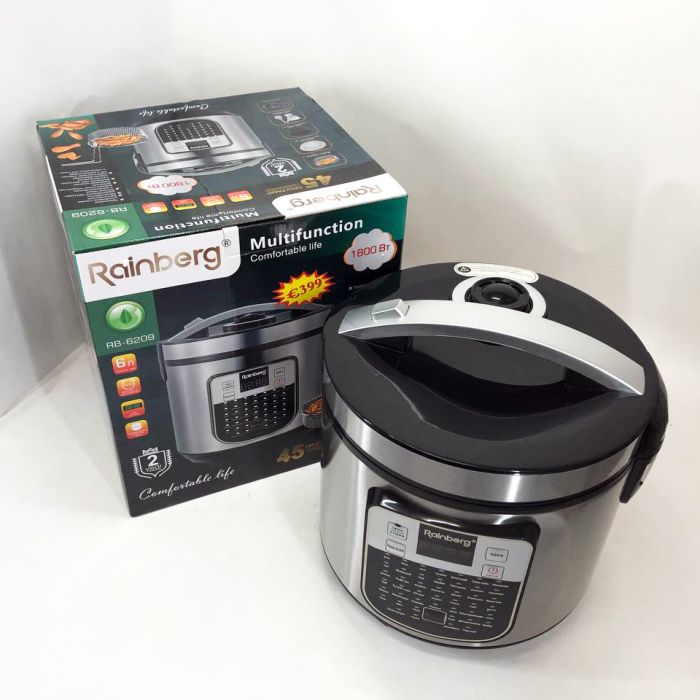 Мультиварка пароварка Rainberg RB-6209 45 программ 6 л 1000W, Сенсорная мультиварка рисоварка