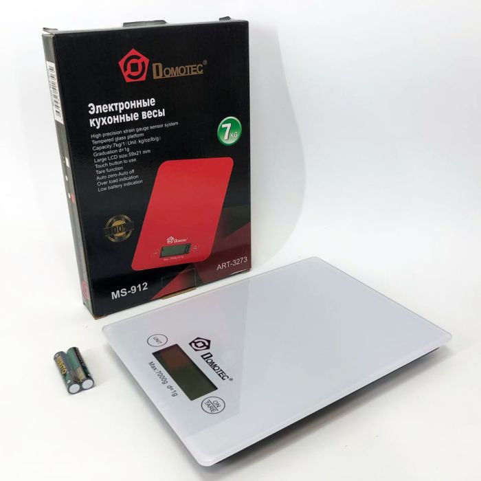 Весы кухонные DOMOTEC MS-912 Glass, электрические кухонные весы, точные кухонные весы. Цвет: белый