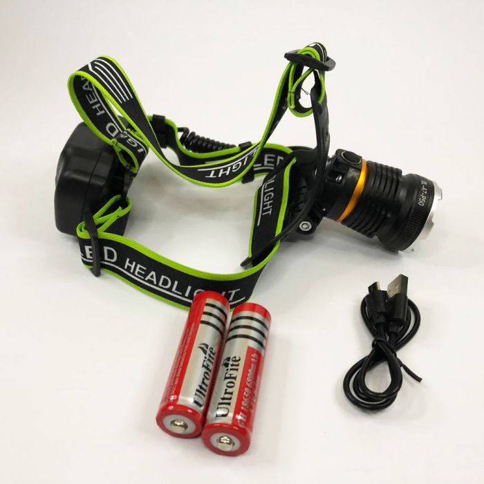 Налобный фонарь Bailong BL-A7-P50, zoom, microUSB, 2х18650, 3 режима, сверхмощный налобный фонарь