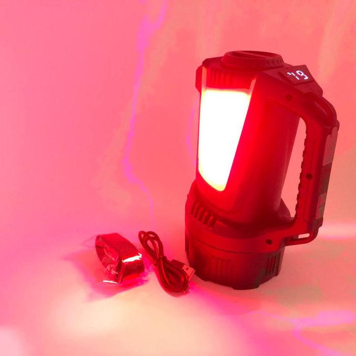 Фонарь кемпинг переносной T100A-10W+2COB с боковыми LED white/red/blue, Аккумуляторная лампа для кемпинга