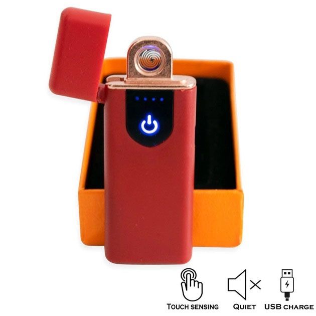 Электрозажигалка USB ZGP ABS, сенсорная зажигалка электрическая спиральная. Цвет: красный