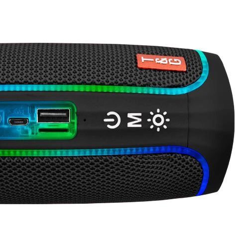 Портативная Bluetooth колонка с LED подсветкой TG288, аккумуляторная колонка для музыки. Цвет: черный