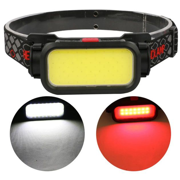 Фонарь налобный BL-008+COB (white+red), красный свет, водозащита, встроенный аккумулятор