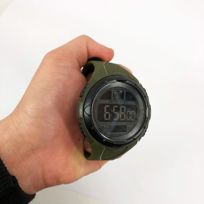 Часы наручные мужские SKMEI 1656GN ARMY GREEN, часы наручные электронные тактические. Цвет: зеленый