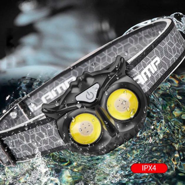 Фонарь налобный WT208 2COB, белый, красный, Налобный фонарик с usb зарядкой, Водонепроницаемый фонарик