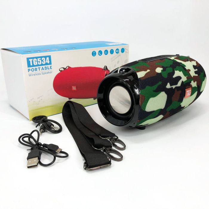 Портативная Bluetooth колонка TG534 SD IPX5 с ремешком, громкая блютуз колонка. Цвет: камуфляж