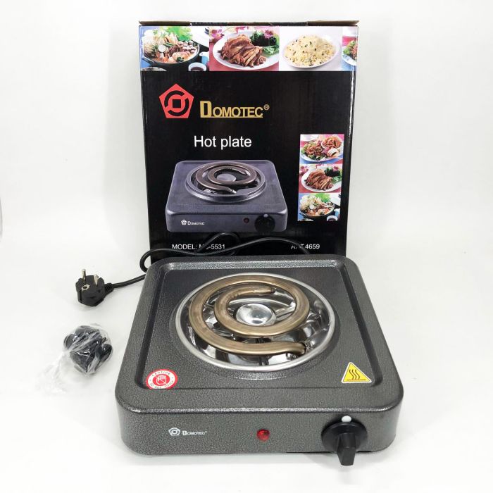 Электроплита Domotec MS-5531, электроплита настольная одноконфорочная, электроплита для дачи. Цвет: серый