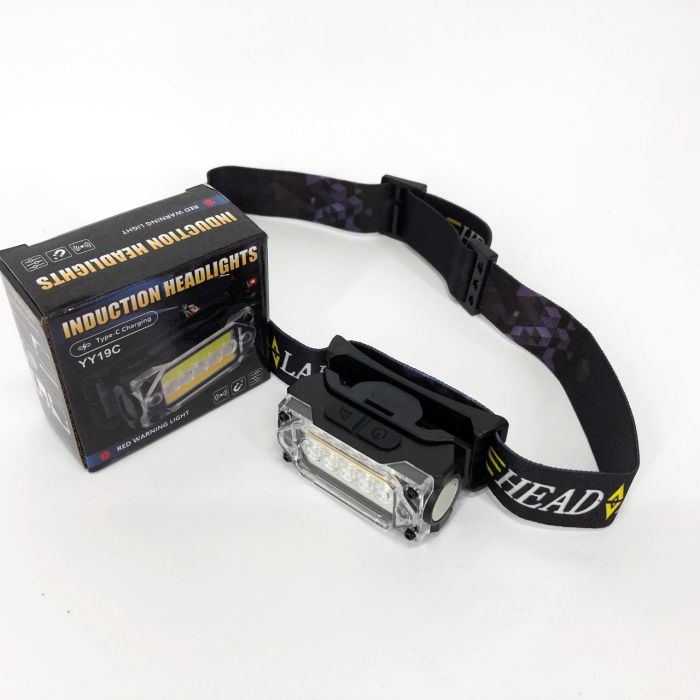 Фонарь налобный YY-19C-5SMD+COB white+yellow+red Motion Sensor, Мощный фонарик светодиодный на голову