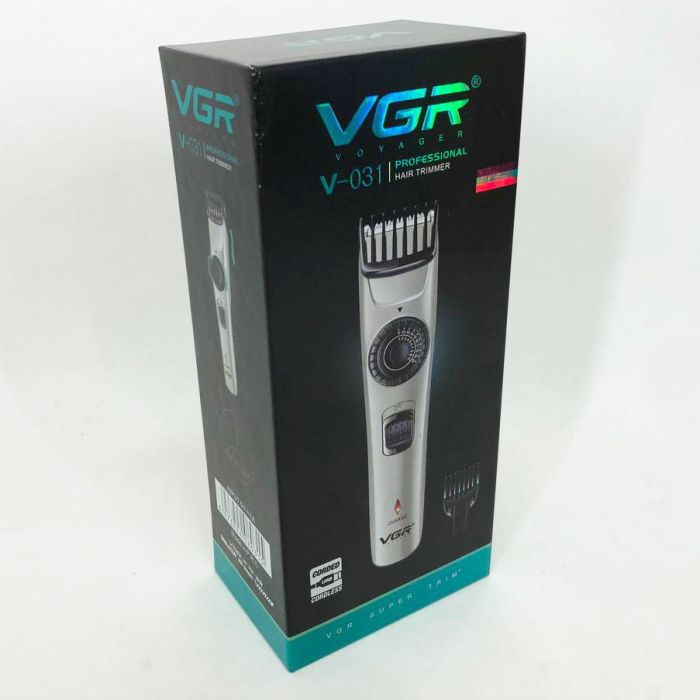 Машинка для стрижки волос беспроводная VGR V-031, триммер для бороды усов 2 насадки, окантовочная машинка