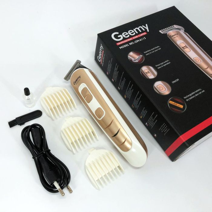 Машинка для стрижки волос Gemei GM-6113 аккумуляторная, машинка мужская для бритья. Цвет: золотой