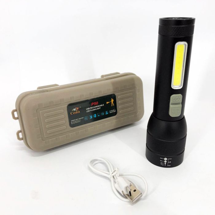 Фонарь аккумуляторный CB-C21-P90+COB, Мощный аккумуляторный лед фонарик, Ручной фонарик led