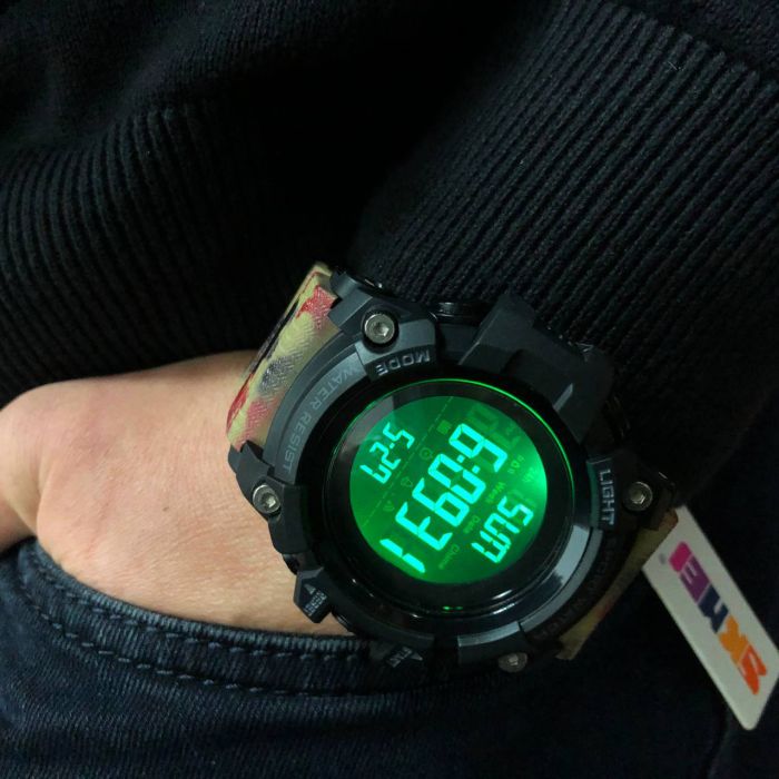 Часы наручные мужские SKMEI 1384CMRD CAMOUFLAGE, фирменные спортивные часы. Цвет: камуфляж