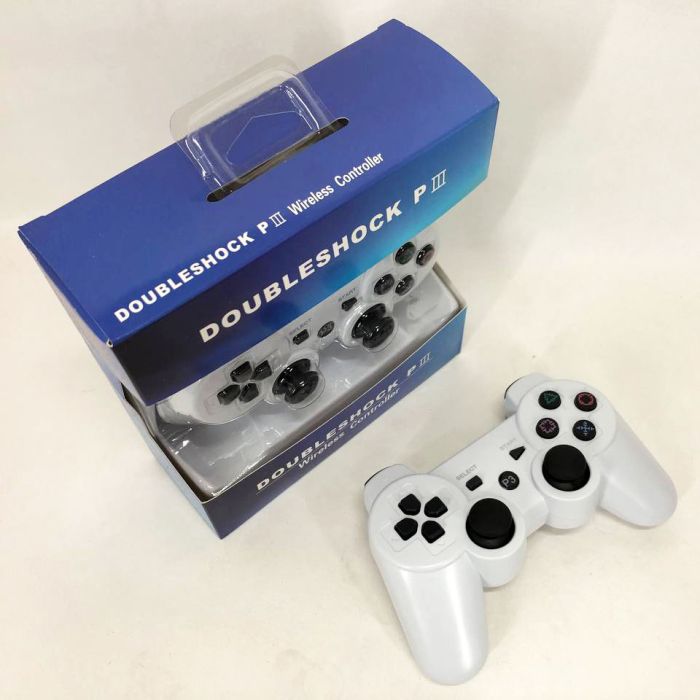 Игровой беспроводной геймпад Doubleshock PS3/PC аккумуляторный джойстик с функцией вибрации. Цвет: белый