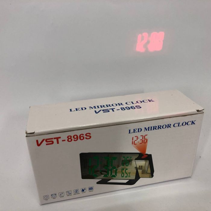 Часы сетевые проекционные VST 896S-4 (зеленый циферблат, температура, USB шнур, будильник, дата)