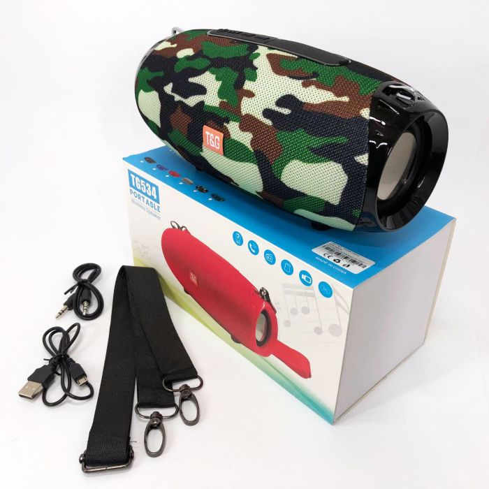 Портативная Bluetooth колонка TG534 SD IPX5 с ремешком, громкая блютуз колонка. Цвет: камуфляж
