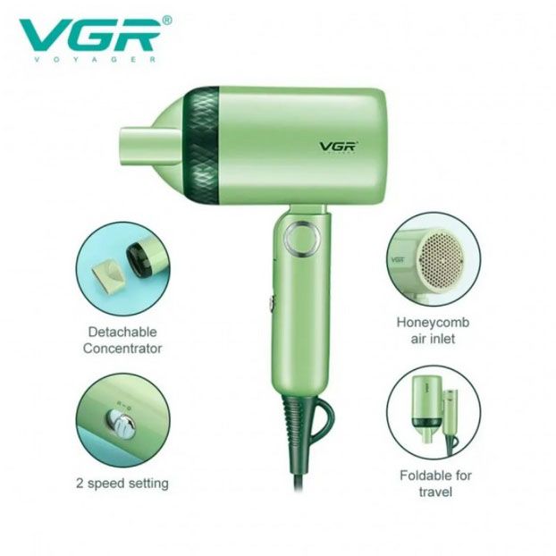 Дорожный складной фен VGR V-421 1200 Вт для сушки укладки волос электрофен, Фен для волос с режимами