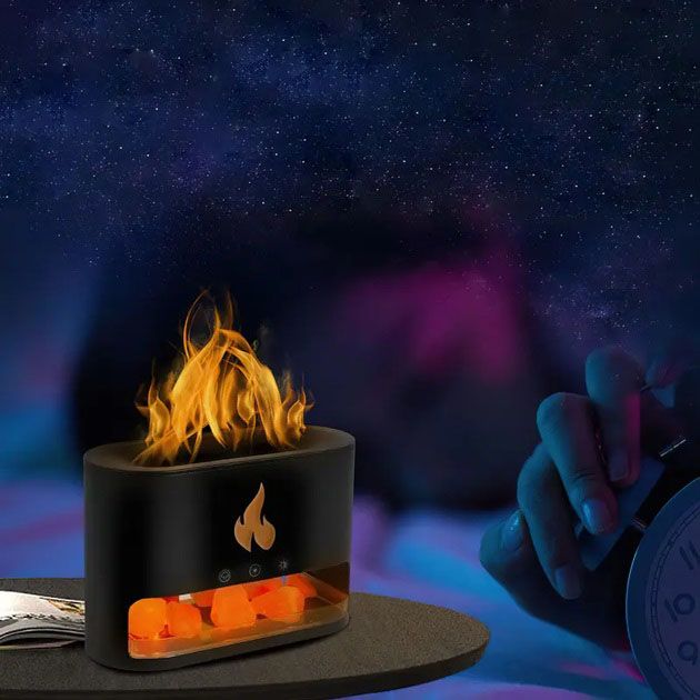 Лампа увлажнитель воздуха Docsal Flame 3 в 1 с соляными камнями, Портативный увлажнитель воздуха лампа