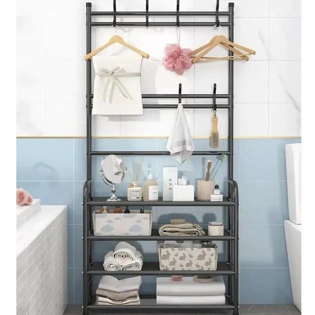 Вешалка для одежды в прихожую New simple floor clothes rack с полками для обуви металл