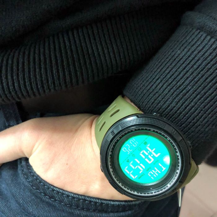 Часы наручные мужские SKMEI 1167AG ARMY GREEN, брендовые мужские часы. Цвет: зеленый