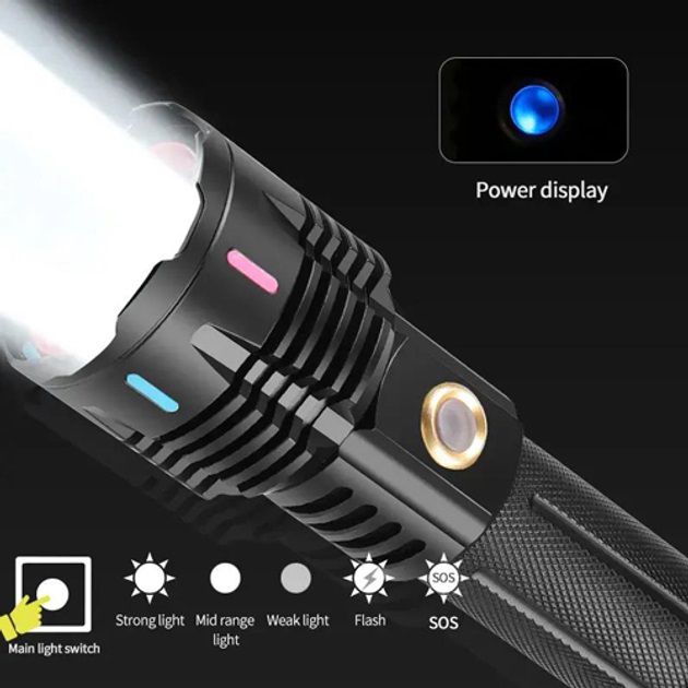 Фонарь X-BALOG FLUORESCENCE G25 PM30-TG, Сверхмощный фонарик, Яркий фонарик, Качественный фонарик