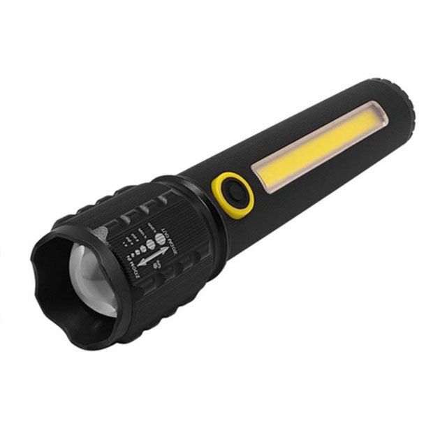 Карманный фонарик Police TD-C82/C72-P50+COB оснащен светодиодами, функцией зума, встроенным аккумулятором