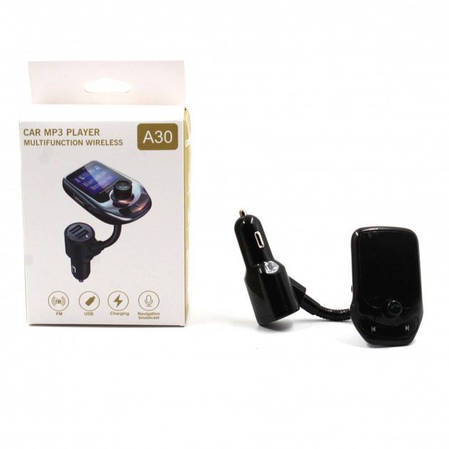 Автомобильный FM трансмиттер модулятор A30 Bluetooth,  Фм трансмиттер от прикуривателя