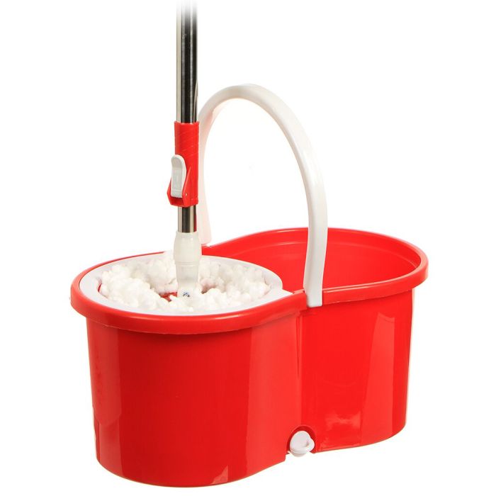 Универсальная швабра с отжимом-центрифугой и ведром Easy Mop Круглая Швабра. Цвет: красный