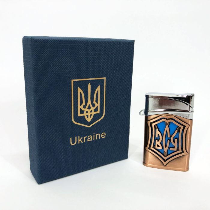 Зажигалка газовая ЗСУ Подарочная коробка, Острое пламя HL-4112-4, Зажигалка с турбонаддувом. Цвет: бронза