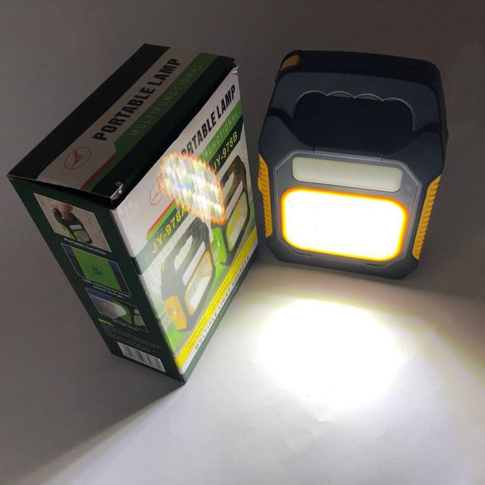 Фонарь переносной JY-978D-LED+12COB, power bank, фонарь светодиодный прожектор. Цвет: желтый
