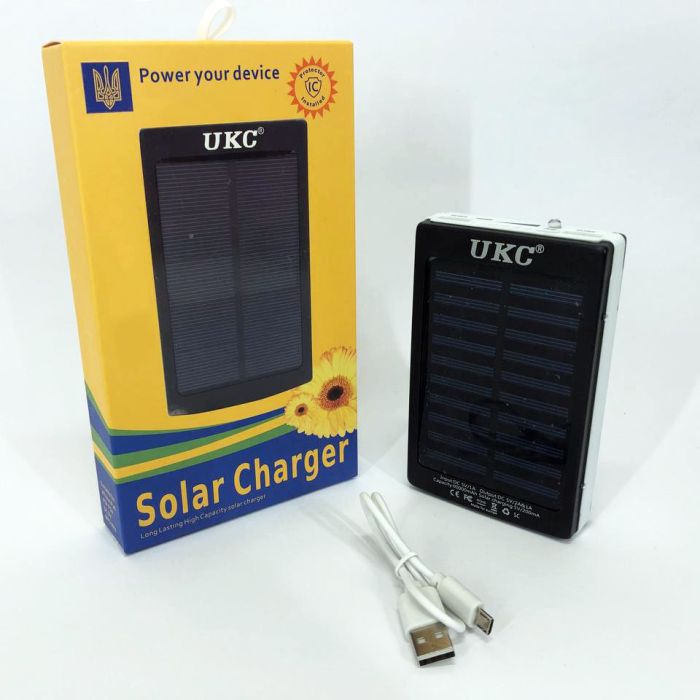 УМБ Power Bank Solar 50000 mAh мобильное зарядное с солнечной панелью и лампой. Цвет: белый