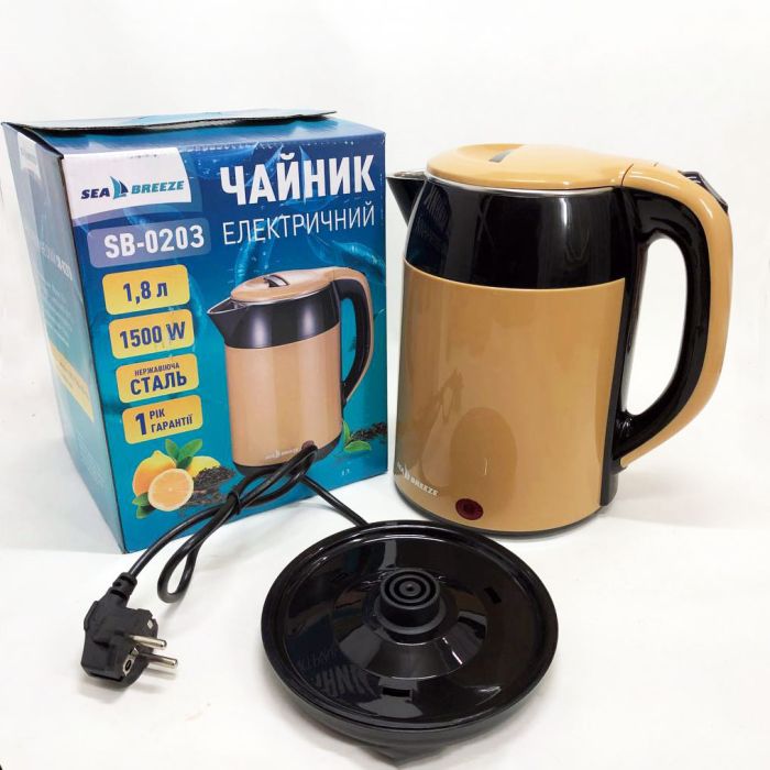 Чайник термос SeaBreeze SB-0203 1.8 Л 1500 Вт, Хороший электрический чайник, Чайник електро, Стильный