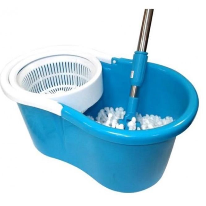 Универсальная швабра с отжимом-центрифугой и ведром Easy Mop Круглая Швабра. Цвет: синий