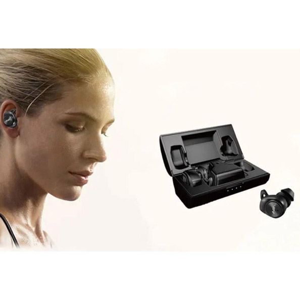 Наушники Bluetooth NIA NB710 с кейсом черные беспроводные, Наушники для тренировок сенсорные беспроводные
