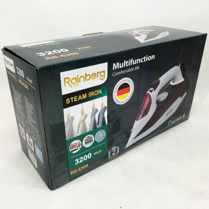 Утюг паровой Rainberg RB-6306 с керамическим покрытием 3200вт функция самоочистки подачи пара
