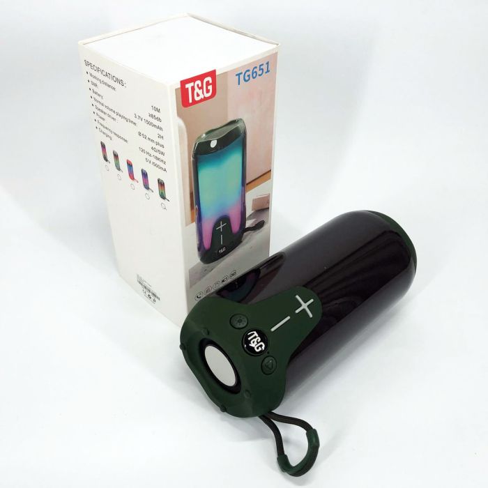 Bluetooth-колонка TG651 с RGB ПОДСВЕТКОЙ, Bluetooth колонка для хорошей музыки. Цвет: зеленый