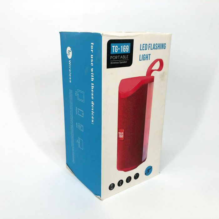 Портативная Bluetooth колонка TG169 с разноцветной подсветкой FM-радио 5Wx2. Цвет: синий