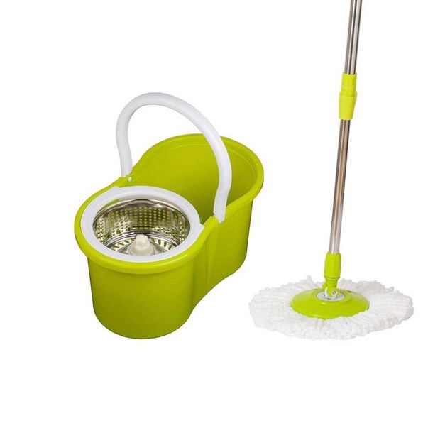 Универсальная швабра с отжимом-центрифугой и ведром Easy Mop Круглая Швабра. Цвет: зеленый
