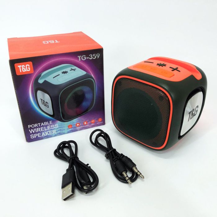 Портативная Bluetooth колонка TG359 7W с RGB подсветкой, аккумуляторная колонка для музыки. Цвет: зеленый