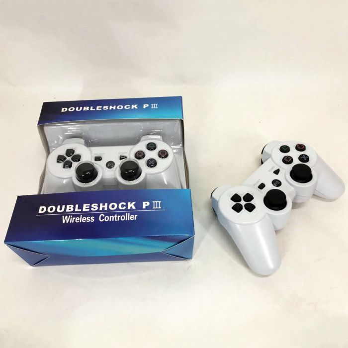 Игровой беспроводной геймпад Doubleshock PS3/PC аккумуляторный джойстик с функцией вибрации. Цвет: белый