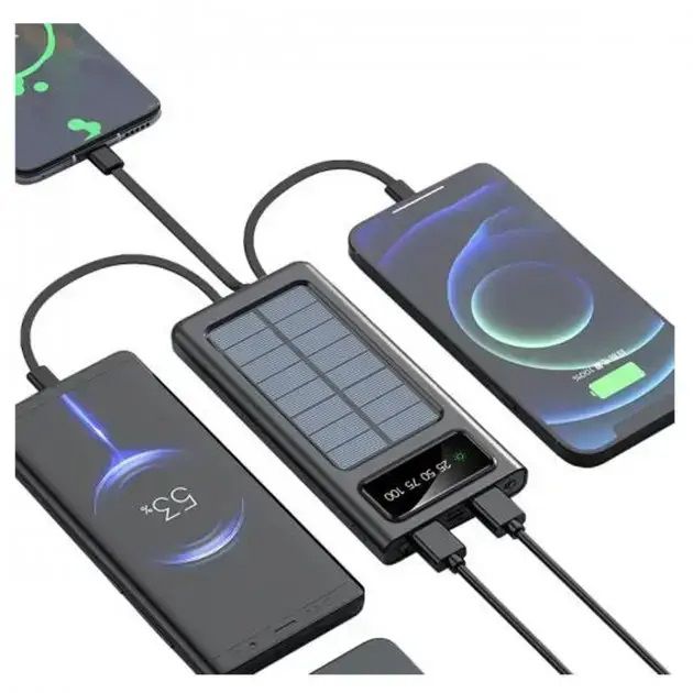 Power Bank Solar Smart 1015 зарядное устройство на солнечной батарее 20000mAh с индикатором заряда Черный