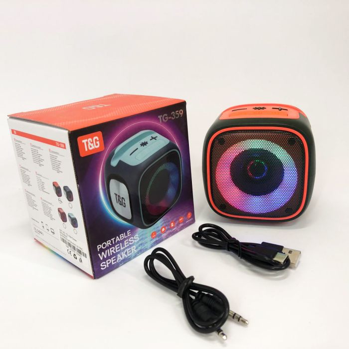Портативная Bluetooth колонка TG359 7W с RGB подсветкой, аккумуляторная колонка для музыки. Цвет: зеленый