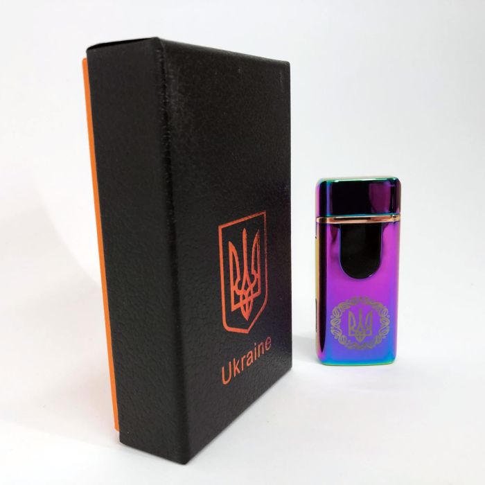 Электрическая и газовая зажигалка Украина с USB-зарядкой HL-435, Юсб зажигалка. Цвет: хамелеон