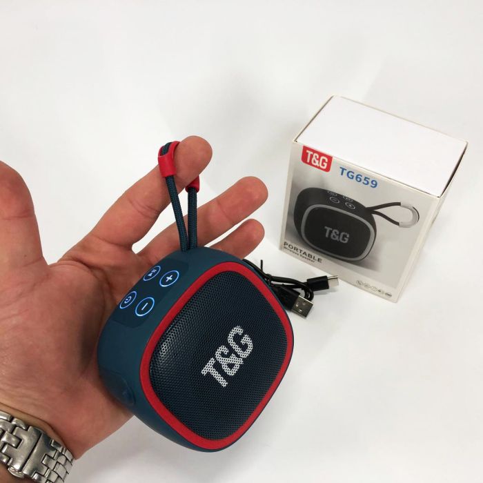 Портативная Bluetooth-колонка TG659 с ремешком, Блютуз колонка с подсветкой. Цвет: синий