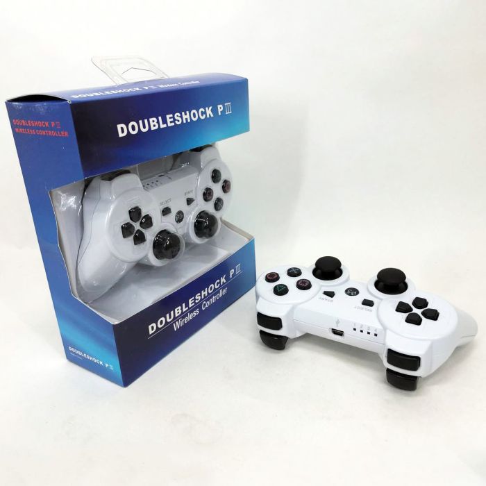 Игровой беспроводной геймпад Doubleshock PS3/PC аккумуляторный джойстик с функцией вибрации. Цвет: белый